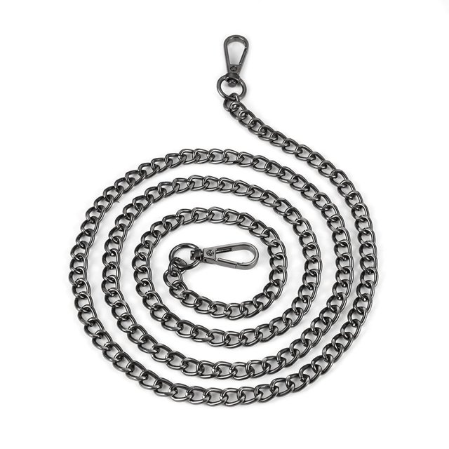 Correa de repuesto para asa de mensajero de hombro con cadena de bolso de metal (negro)