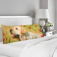 thumbnail image 2 of ABPHOTO Yellow Labrador Poppy Field Spring Flower Body Pillow Covers Case Protector 20x60 inch, 2 of 2