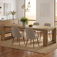 thumbnail image 4 of 86 Inch Farmhouse Dining Table, Rustic Large Kitchen Table For 8-10 People, Solid MDF Dinner Table With Oak Finish, Versatile Table For Home & Office Gatherings, 4 of 8