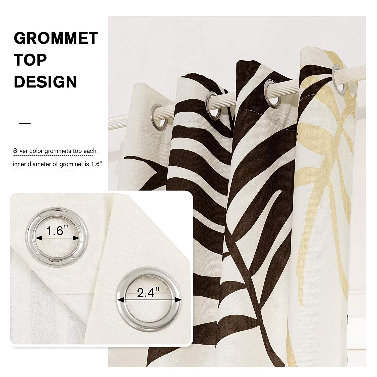 Subrtex Spring Leaves Printed Blackout Thermal Insulated Bedroom/Living Dining Room Grommet Top Curtains for Home and Office