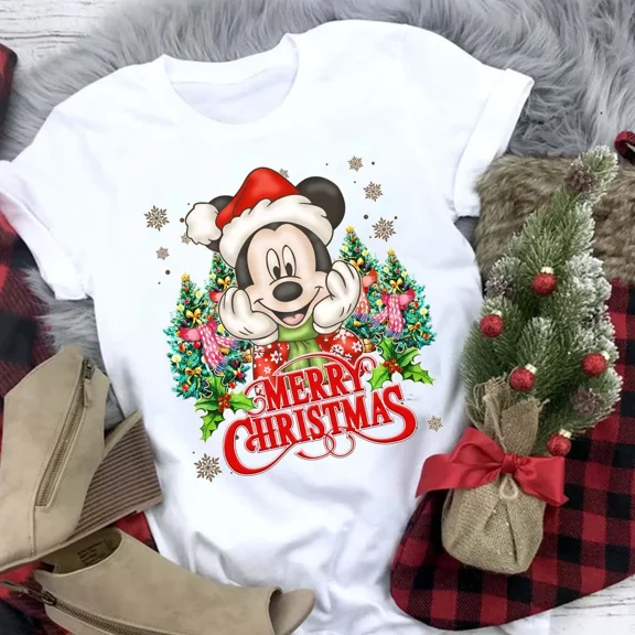 Mickey Mouse Xmas Wreath Merry Christmas Xmas Gift Tshirt