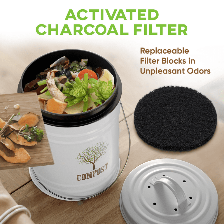 Chef's Star Countertop Compost Bin for Kitchen, Indoor Compost Bin for  Kitchen Counter, Small Composter for Kitchen Counter, with Charcoal Filter