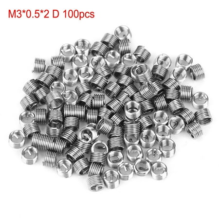 

clearance 100pcs M3 Stainless Steel SS304 Coiled Wire Helical Screw Thread Inserts (M3*0.5*2 D)
