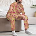 thumbnail image 7 of Naloa Yellow Flowers Men’s Pajamas Set - Long Sleeve Button Down Sleep Shirt and Pajama Bottoms Sleepwear Set-XX-Large, 7 of 7