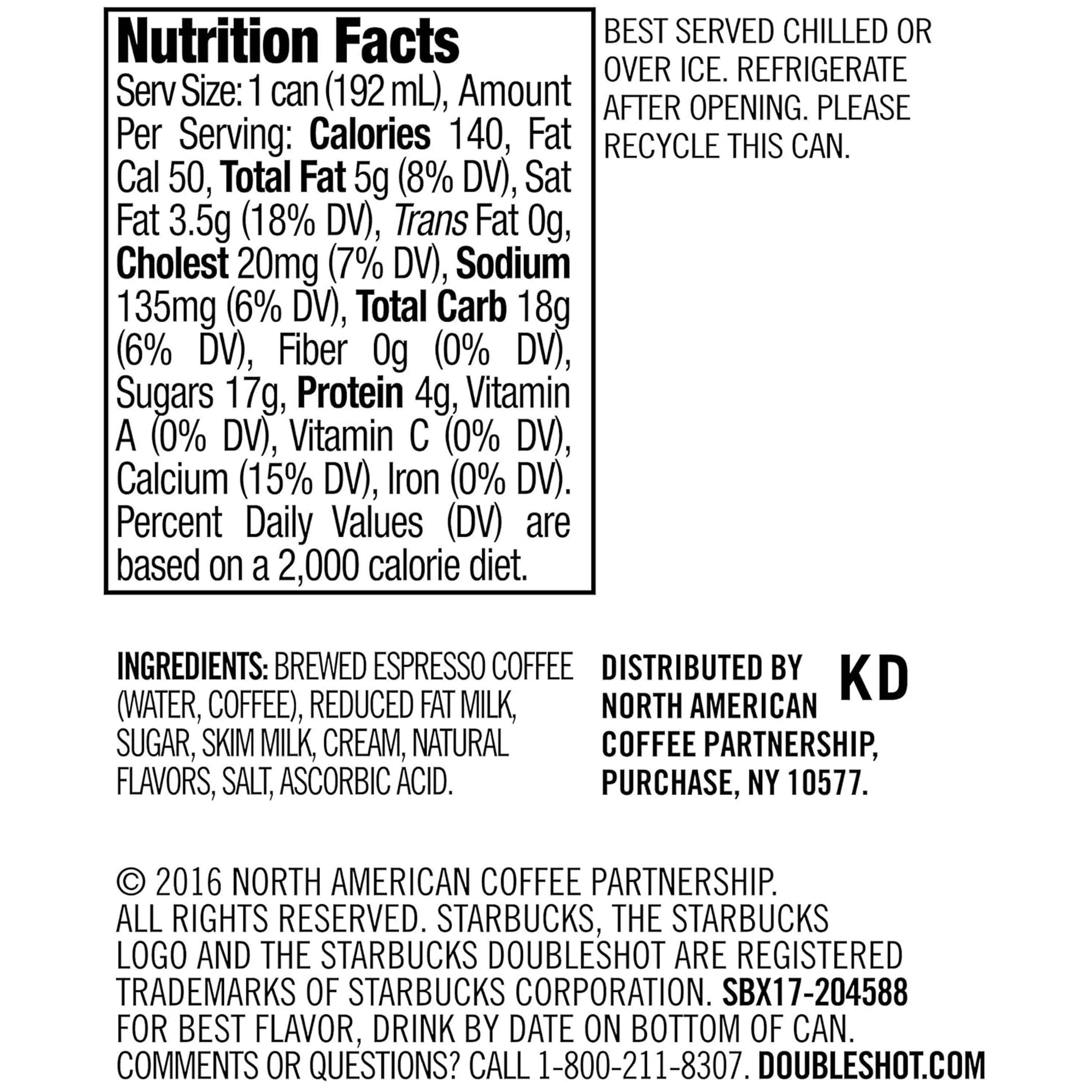 Starbucks Doubleshot Espresso & Salted Caramel Cream Premium Iced Coffee Drink, 6.5 fl oz, 12 Pack Cans