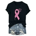 thumbnail image 4 of CLOISE Breast Cancer Shirts Women Short Sleeve Crew Neck Shirts Ribbon Pink Breast Cancer Awareness Tshirts Fashion Comfy T Shirts Cancer Fight in October Clothes Black L, 4 of 4