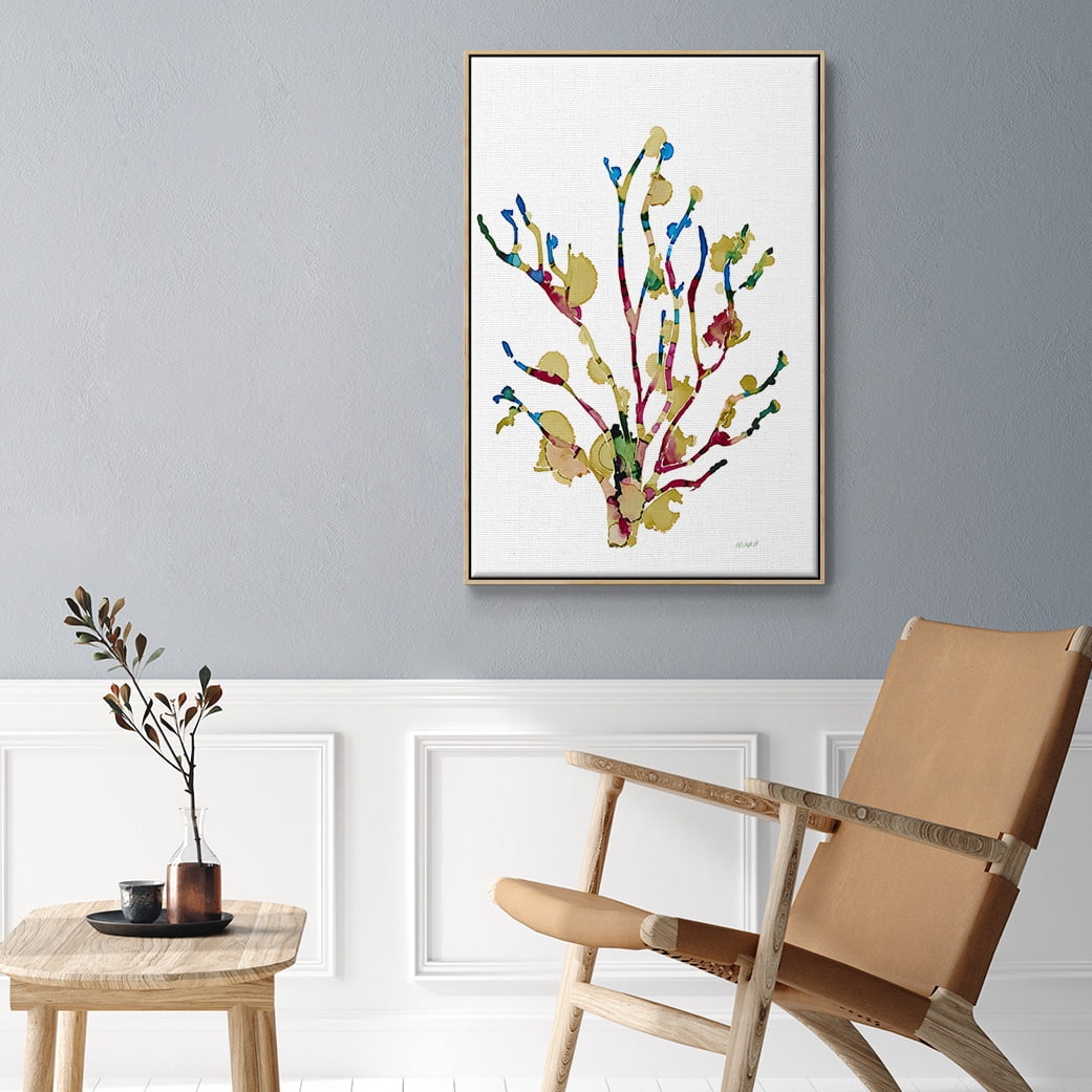 Sea Coral III Framed Premium Gallery Wrapped Canvas - Ready to Hang - 25 x 37 - Natural Wood Floating Frame