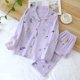 thumbnail image 2 of Spring New Ladies Pajamas Set Heart Printed Crepe Cotton Double-layer Gauze Turn-down Collar Long-sleeve Trousers Household Wear, 2 of 4