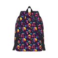 thumbnail image 3 of Naloa Canvas Backpack for Men Women Skull mushroom Print Rucksack Casual Travel Daypack Large and Small Durable College Tote Satchel Bookbag for Teens, 3 of 8