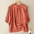 thumbnail image 3 of ZANZEA Cotton Three Quarter Sleeve O-Neck Solid Color Ruffles Blouses Womens, 3 of 3