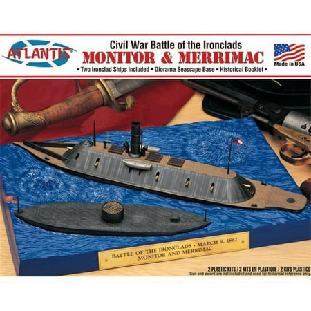 UPC: 0850002740653 | Atlantis Models AANL77257 Monitor & Merrimack Civil War Set Plastic Model Kit