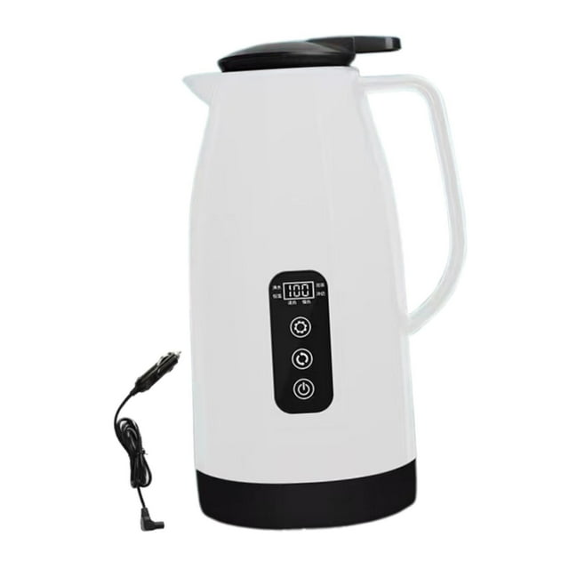 GUOOL Car Kettle 12V 24V Lighter Heating Kettle Truck Kettle Multifunctional White 1.2L
