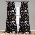 thumbnail image 2 of Birds and Nature Window Curtains, Exotic Jungle Boho Inspired Simple Design Modern Floral Artwork, Lightweight Decor 2-Panel Set with Rod Pocket, Pair of - 28"x84", Charcoal Grey Blush, by Ambesonne, 2 of 3