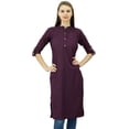thumbnail image 1 of Phagun Kurti Tunique Unie en Coton Col Mandarin Kurta Blouse Ethnique Décontractée, 1 of 7