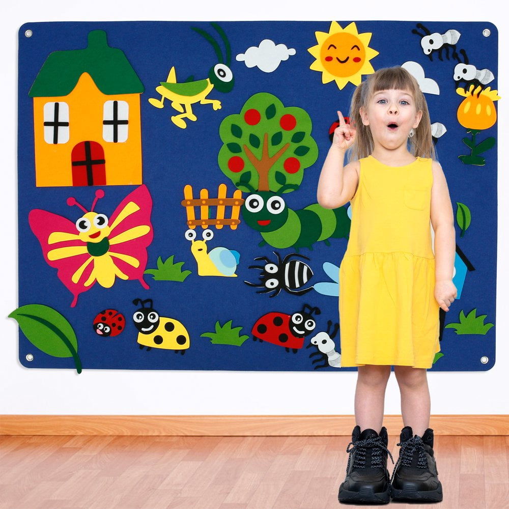 Tableau En Feutre Pour Enfants - Storyboard éducatif Interactif Avec Accessoires Mobiles (thème Ferme)