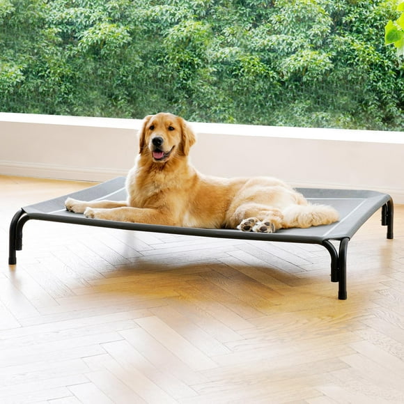 Cama elevada para perros DOPEDIO para perros grandes, lavable, gris