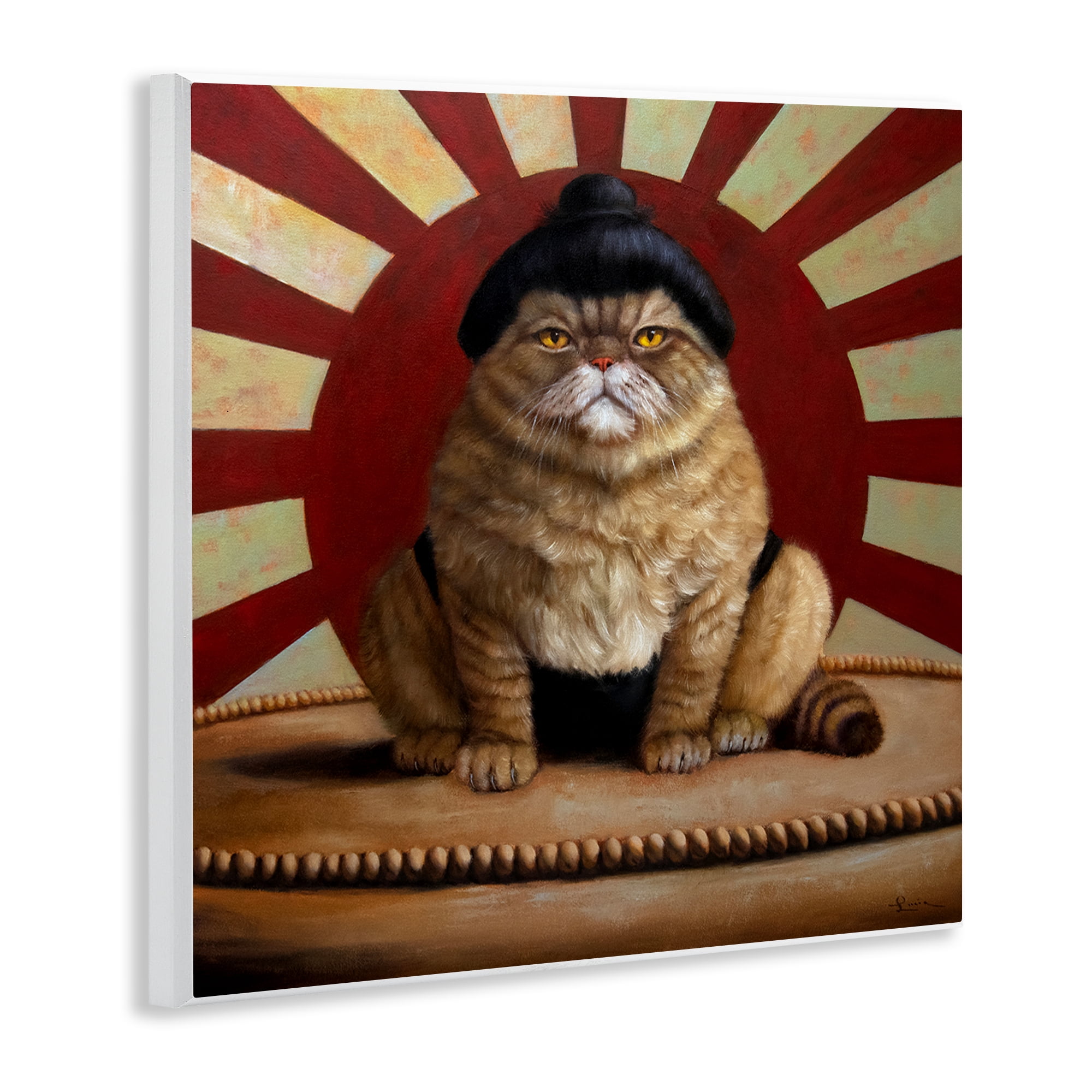 Stupell Industries Sumo Cat with Sun Rays Wall Plaque Art, design by Lucia Heffernan