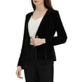 thumbnail image 4 of MODA NOVA Blazaer for Juniors Long Sleeve Office Collarless 1 Button Velvet Blazer Black XS, 4 of 5