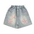 thumbnail image 4 of THDHVS Shorts for Teen Girls,Kids Shorts,Girls' Fashion Star Print Decorative Buckle Pocket Denim Shorts Light Blue 9-10 Years, 4 of 7