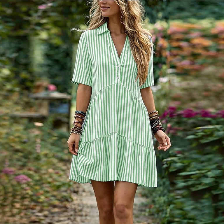 green striped mini dress Storyteller Striped Green Mini Dress