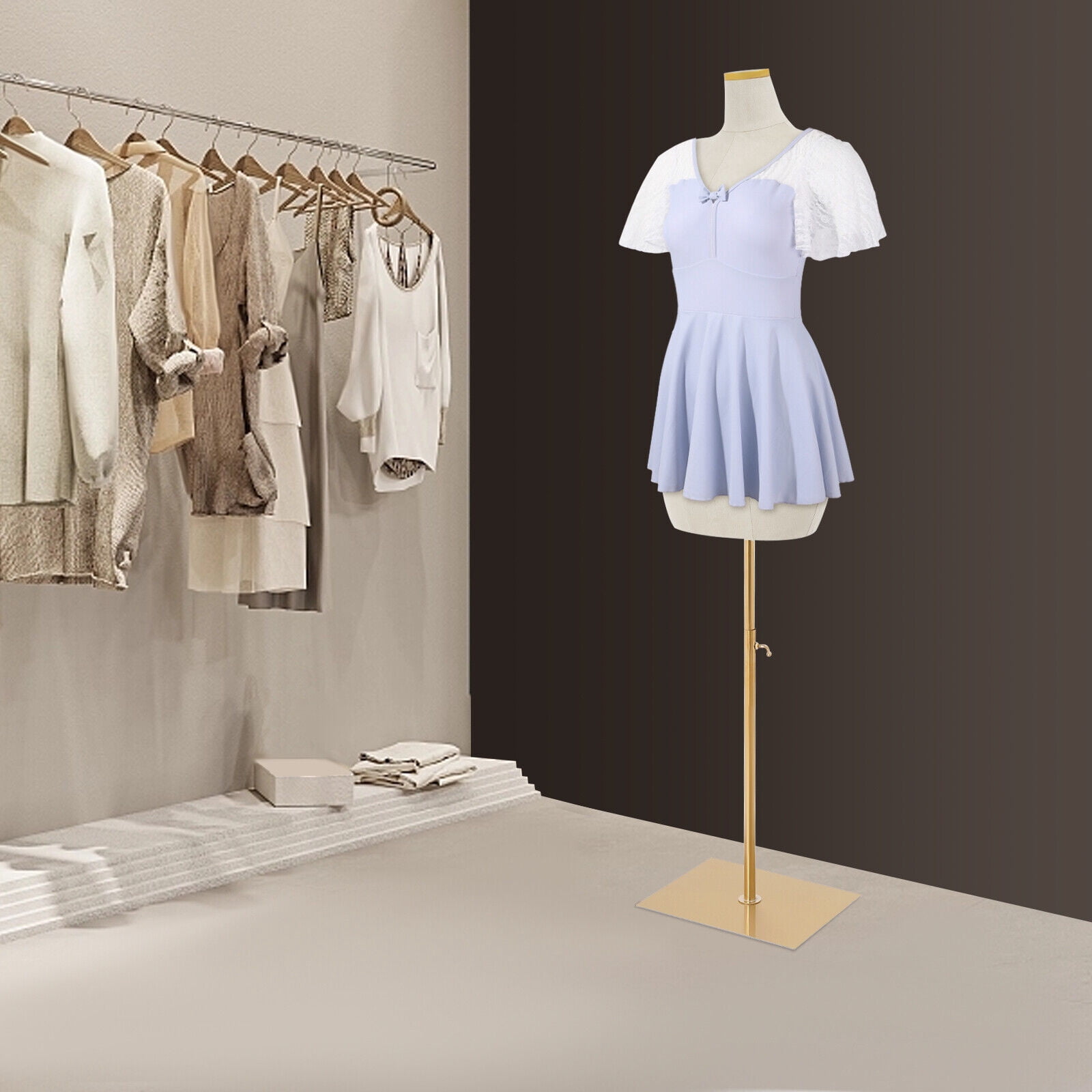 White Adjustable Dress Form Mannequin - 150-210cm Height, 94cm Bust - Professional Display for Boutiques & Tailors
