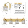 thumbnail image 4 of Modern Crystal Bathroom Vanity Lights Gold Bathroom Light Fixtures Crystal Vanity Shower Lights Over Mirror-4 Light, 4 of 7