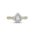 thumbnail image 2 of 14kt Yellow Gold Round Diamond Teardrop Cluster Bridal Wedding Engagement Ring 1/4 Cttw, 2 of 4
