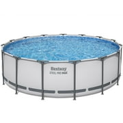 Bestway: مجموعة حمامات سباحة Steel Pro MAX 15 X 48 فوق سطح الأرض - 4231 جالون، حمام سباحة عائلي خارجي، مقاوم للتآكل والثقب، يتضمن فلترًا ومضخة وسلمًا وغطاء