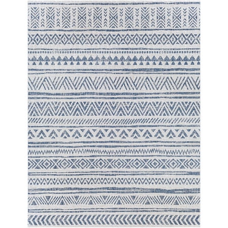 Surya Eagean EAG 7'10" x 10'2" Rectangle Fabric Rug in Blue/Navy/White