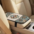 thumbnail image 3 of Xoenoiee Boho Mandala Sugar Skull Print Car Seat Cover Car Accessories Set Seatbelt Pads Armrest Cover Pad, Waterproof Faux Leather Auto Interior Decor, Set of 5, 3 of 7