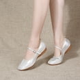 thumbnail image 2 of Cuero brillante para mujer, niña, salón de baile latino, práctica de Salsa moderna, zapatos de baile con punta cerrada, parte inferior de tendón de ternera suave, 2 of 5