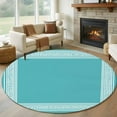 thumbnail image 2 of Turquoise Large Area Rugs for Bedroom Living Room, Soft Non Slip Carpet Bedside Rug, Geometric Boho Ethnic Tile Chic Monochrome Round Floor Cover Kitchen Accent Rug 5' for Dining Room/Office, 2 of 9