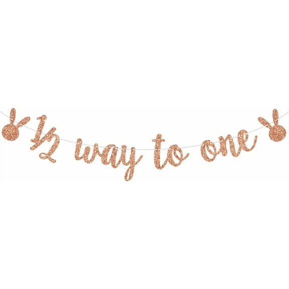 1/2 Way to One Banner, Bunny 6 Months Birthday, Half Way to One, Rabbit Face Theme 1/2 Birthday Party Decorations