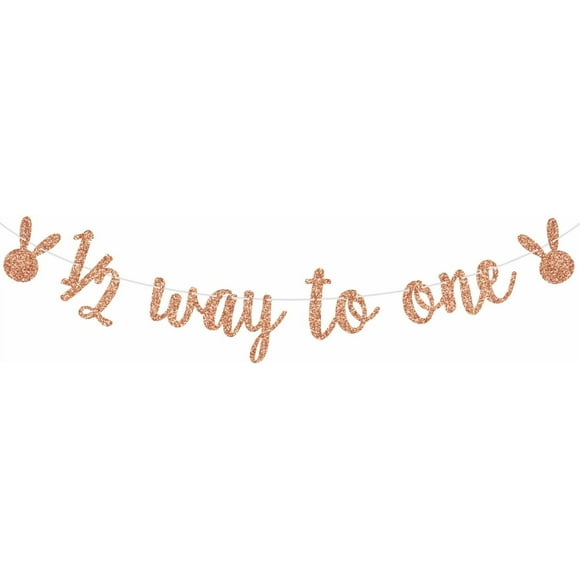1/2 Way to One Banner, Bunny 6 Months Birthday, Half Way to One, Rabbit Face Theme 1/2 Birthday Party Decorations