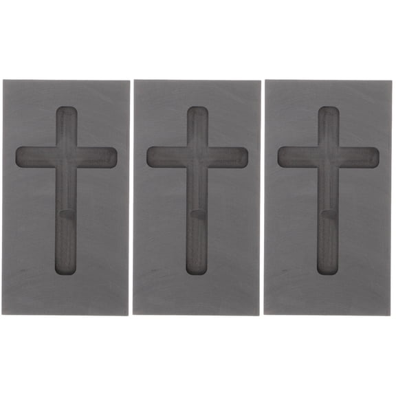 unbranded 3pcs Cross Shape Graphite Ingot Mold Casting Mold for Melting Refining Gold Silver Metal