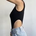 thumbnail image 3 of Body de mujer Slim Fit tejido acanalado sin mangas cuello en U corte alto Color puro Body camiseta sin mangas para fiesta viajes vacaciones, 3 of 6