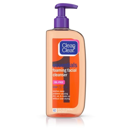 (2 pack) Clean & Clear Essentials Foaming Oil-Free Facial Cleanser, 8 fl.