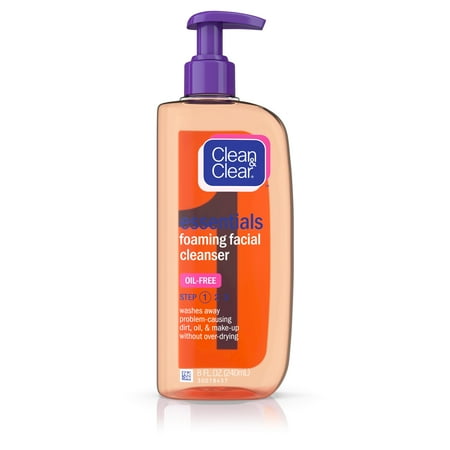 Essential Oils Gel Cleanser - Clean & Clear Essentials Foaming Oil-Free Facial Cleanser, 8 fl. oz
