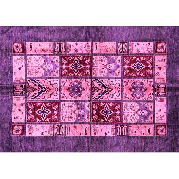 Ahgly Company Indoor Rectangle Abstract Pink Modern Area Rugs, 6' x 9'