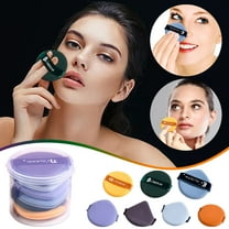 Cotton Makeup Puffs, Foundation Applicator Pads, 7-Pack Soft Washable Cosmetic Powder Puff Set with Shoulder Strap, Standard Size Seamless Smooth Makeup Tool for Face Concealer Blush