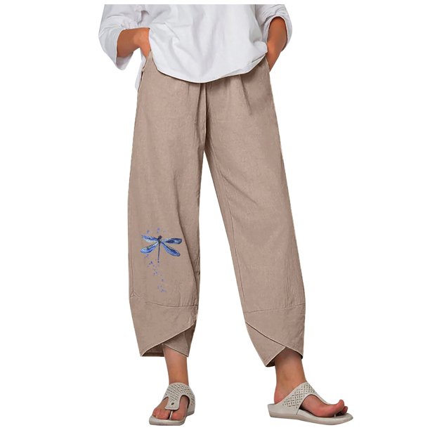 Pantalones largos con bolsillo para mujer, informales, sueltos, con pierna ancha Pompotops ulkah939410
