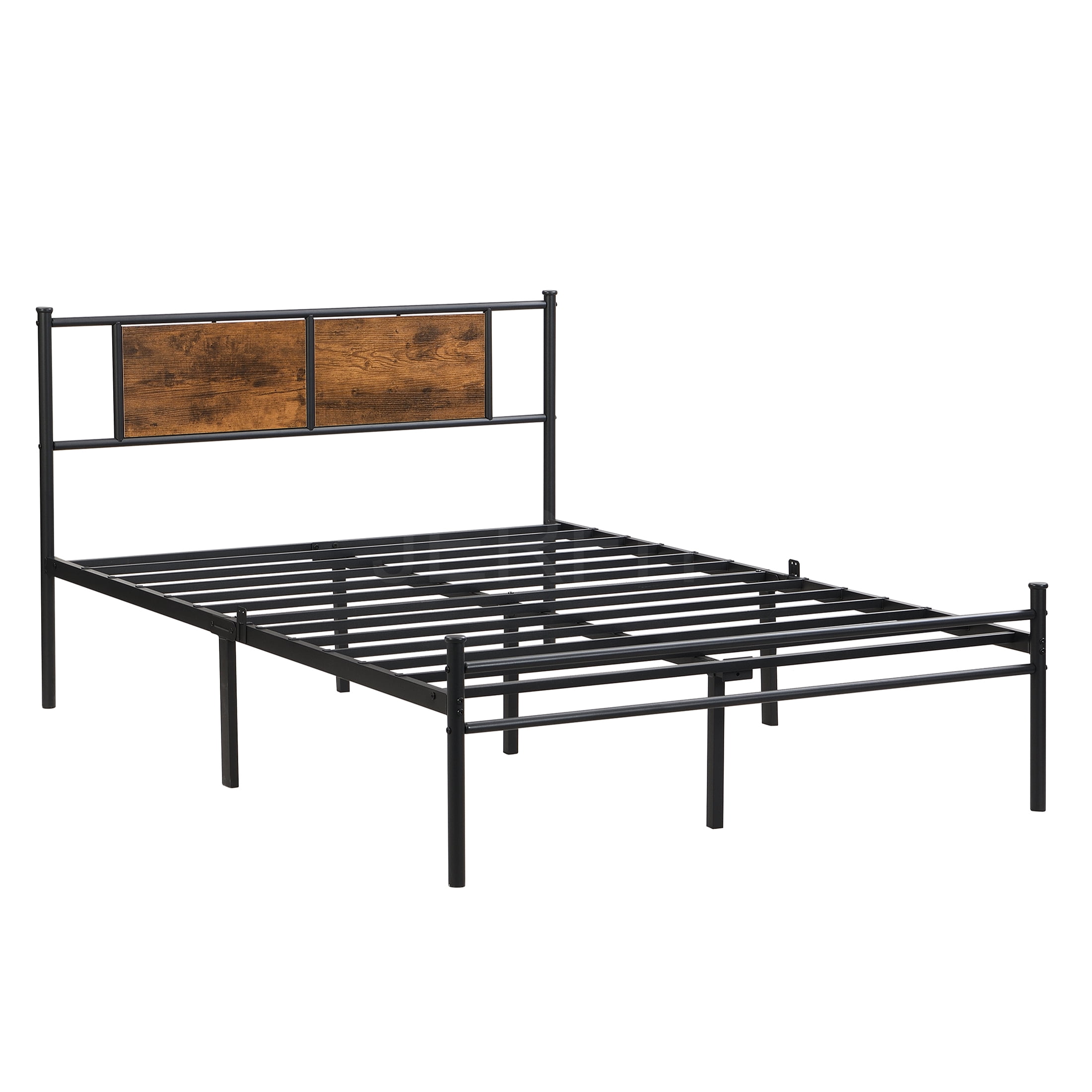 JERFIT King Size Metal Bed Frame with Headboard, 10.8" Underbed Storage Space, No Box Spring Needed, Heavy Duty 550lbs Capacity, Black Brown Modern Platform Bed