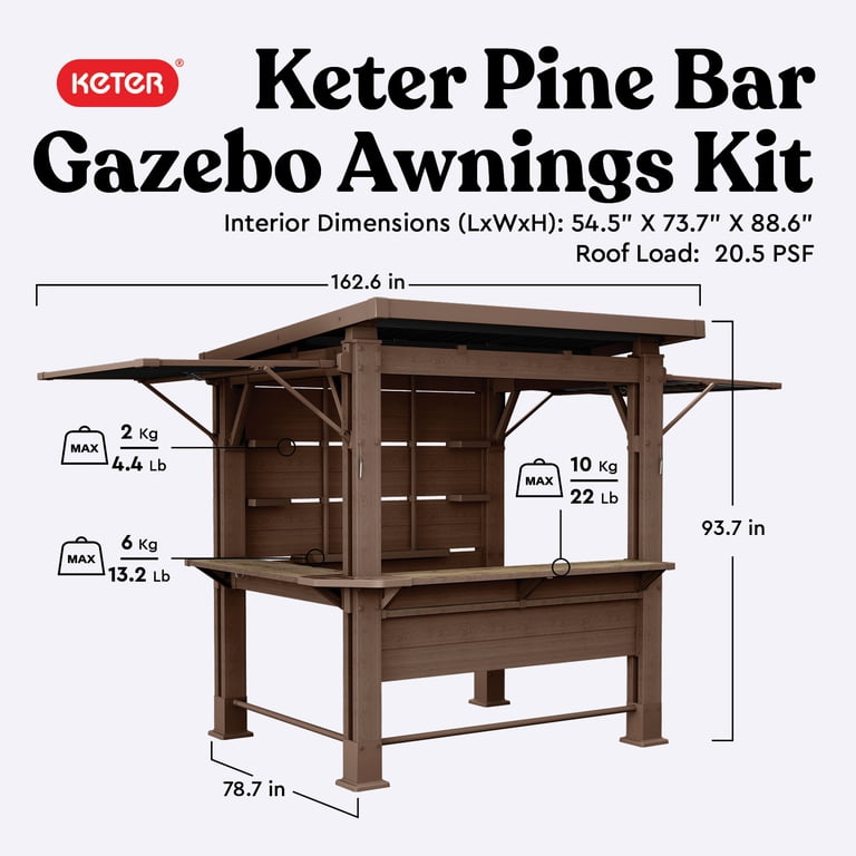 Signature 6x7 Patio Gazebo Bar with Awning Kit – Ideal for Outdoor