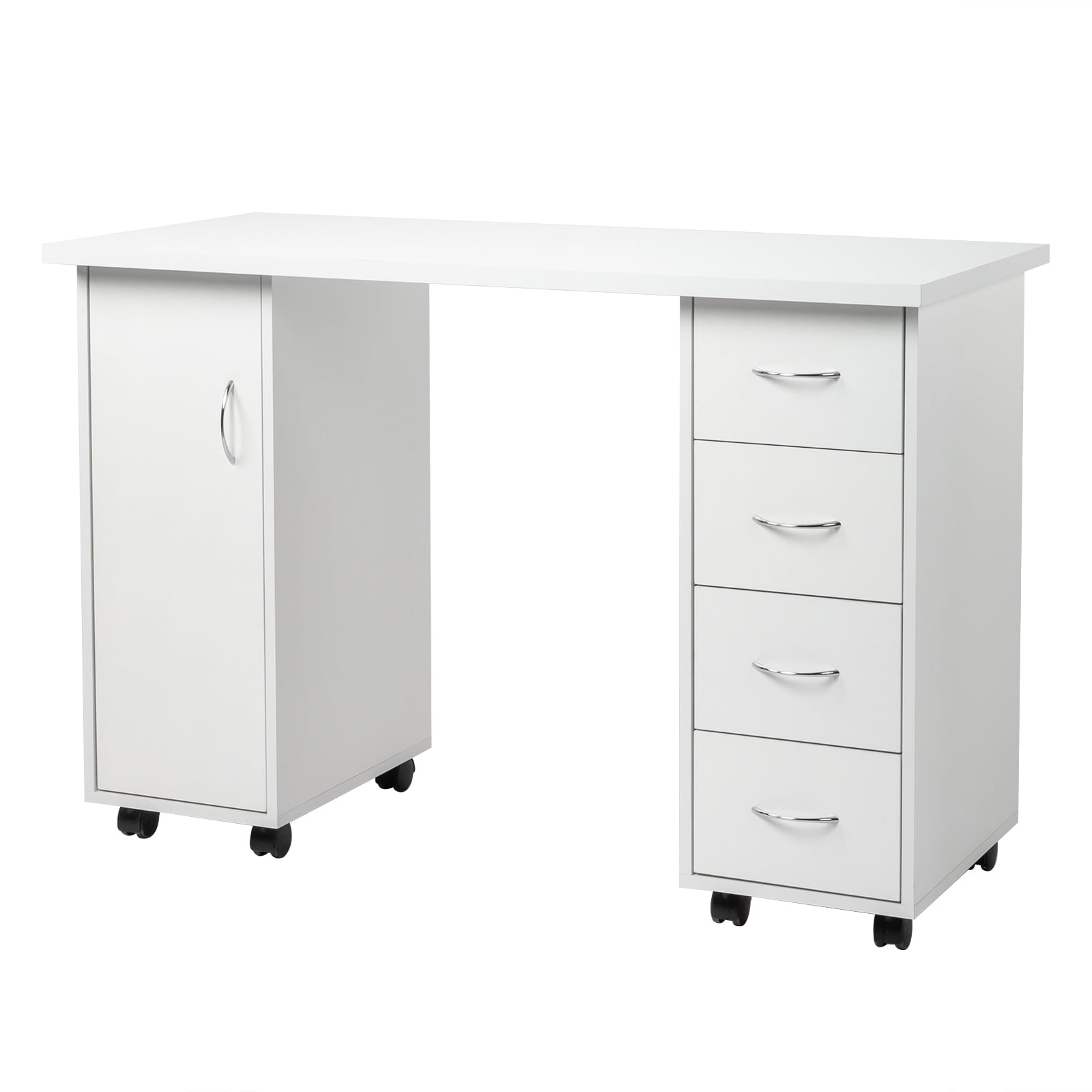 Double Edged Manicure Nail Table with Drawer White