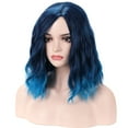 thumbnail image 7 of RightOn Blue Wig for Women Mix Blue Wig Short Curly Wavy Bob Wig Blue Ombre Wigs Charming Beach Wave Hair Wigs with Wig Cap, 7 of 7