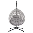 thumbnail image 3 of LEGAHOME Egg Chair, All-Weather PE Rattan Hanging Egg Chair Basket Chair with Stand and Removable Cushion, Wicker Swing Chair Hammock Chair for Indoor and Outdoor Use, Gray, 3 of 10
