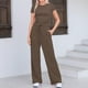 thumbnail image 2 of Conjunto de 2 piezas para mujer: top corto fruncido y pantalones anchos. Ligero y elástico. Ideal para viajes, vacaciones y ropa deportiva., 2 of 5