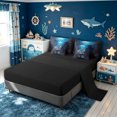 thumbnail image 4 of meiyoeat Ocean Navy Shark Twin Bedding for Men Boys, Kawaii Coastal Animal Bedding Comforter Set, Black Reversible, 7 Pieces, 4 of 5