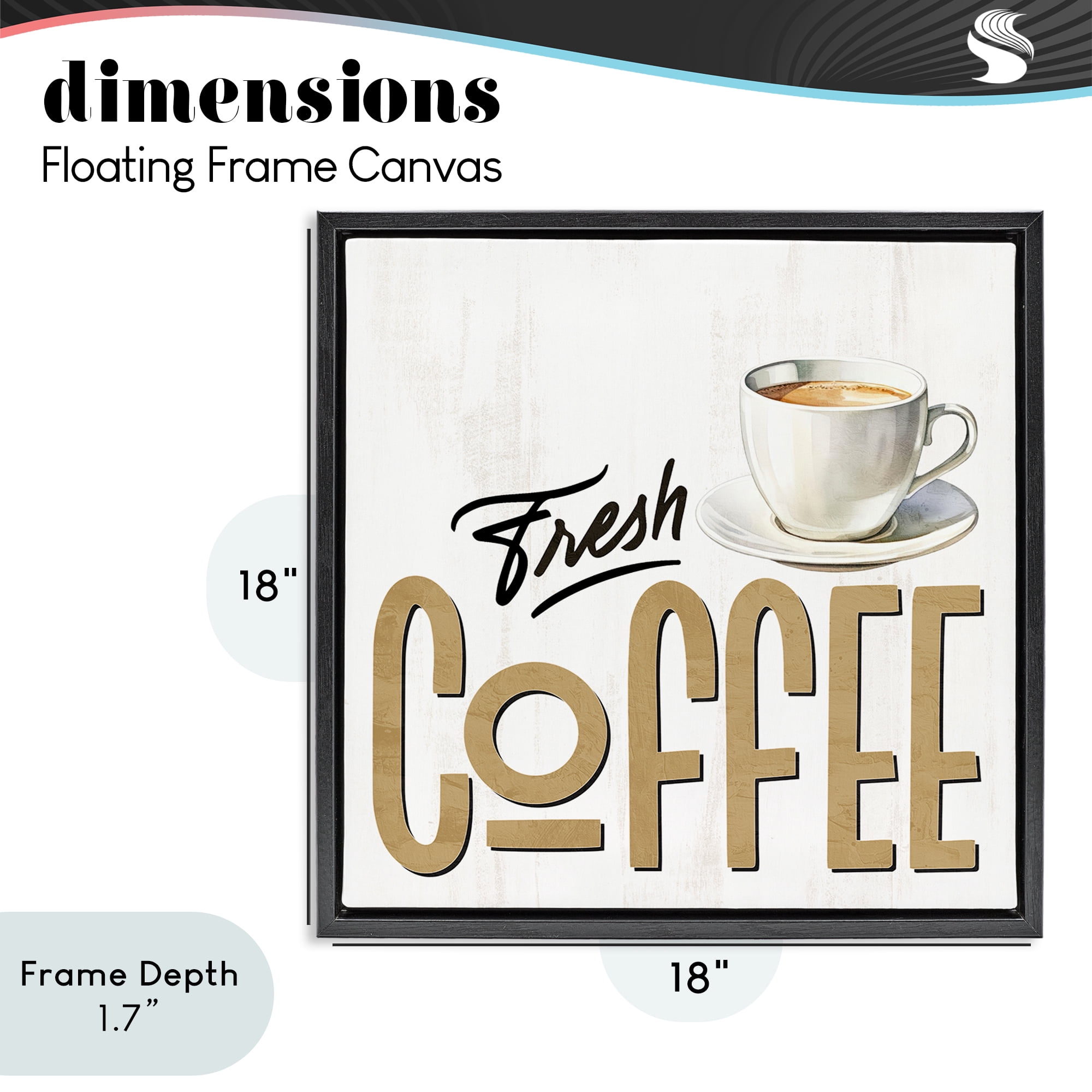 Stupell Industries Fresh Hot Coffee Black Framed Floater Canvas Wall Art, design by Kim Allen