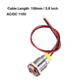 thumbnail image 3 of Unique Bargains Indicateur de Signal AC/DC 110V 12mm Coque en Métal Rouge à LED, 3 of 4